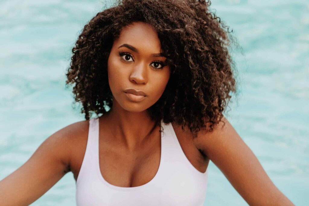 beautiful woman with curly hair